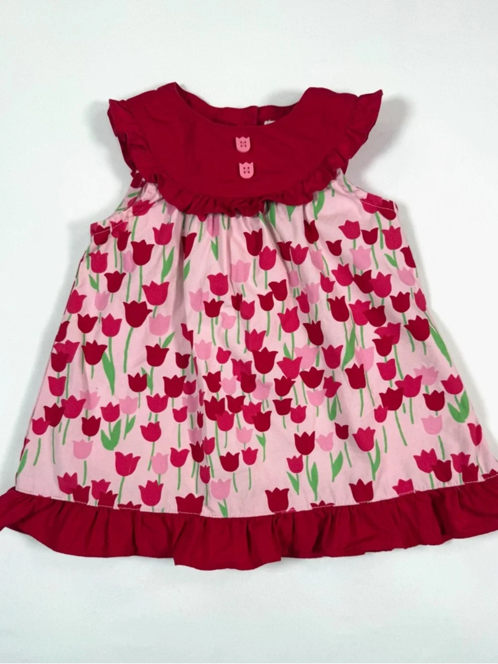 GYMBOREE Baby Girls' Too Cute Tulip Line Ruffle Cotton‎ Poplin Floral Dress 3-6M